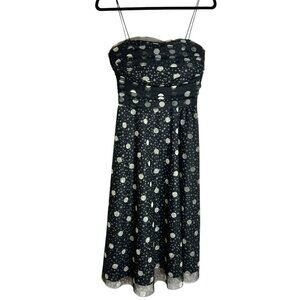 Jessica Howard Retro Black White Polka Dot Tulle‎ Fit & Flare Dress Vtg Party 10